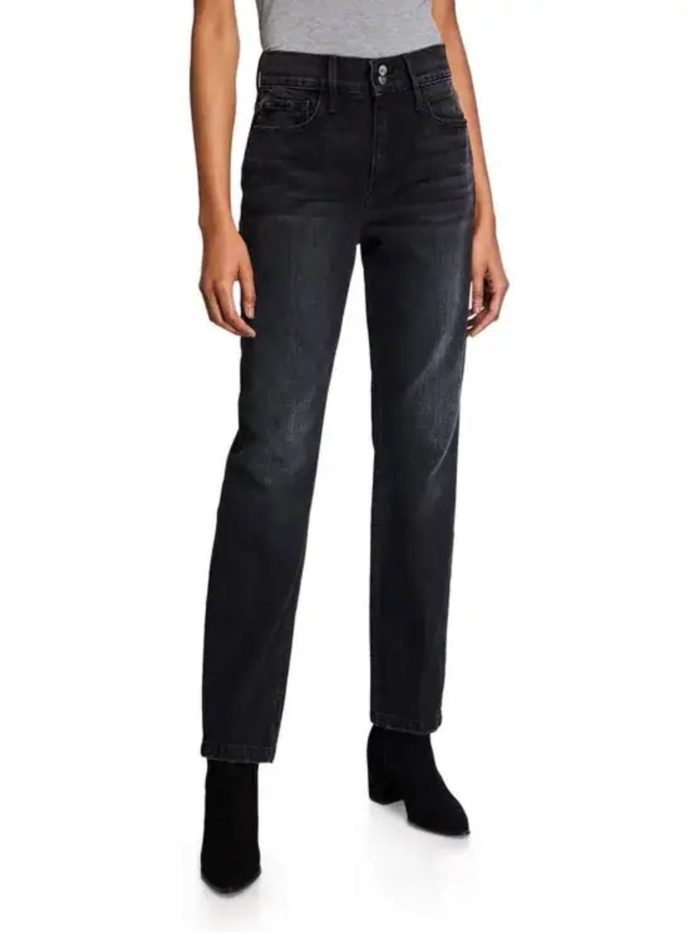 FRAME Le Sylvie Heritage Slender Straight Jeans 26 Black Gray Wash High Rise